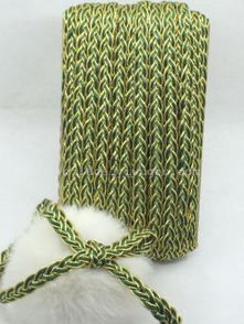 綠色韓國(guó)繩辮子花邊織帶 溫州昌政針織花邊廠，義烏商貿(mào)城四區(qū)專業(yè)直銷(xiāo)